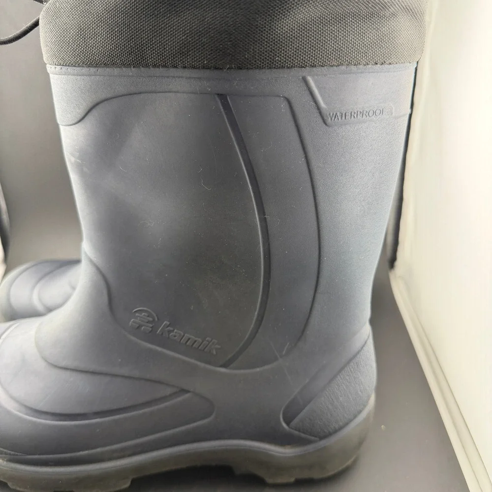 Kamik Waterproof Winter Boots Navy Blue Black Cinch Top Insulated Size 5